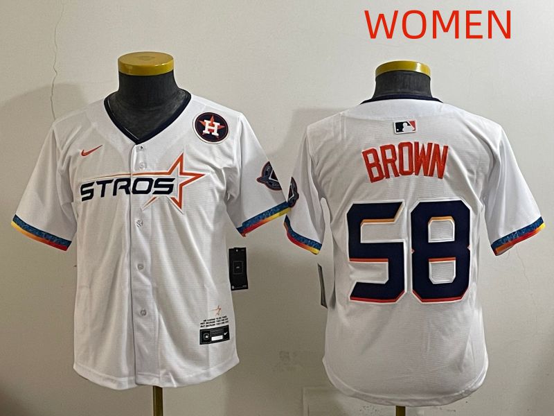 Women Houston Astros #58 Brown White Fourth generation Joint Name 2025 Nike MLB Jersey style 3->women mlb jersey->Women Jersey